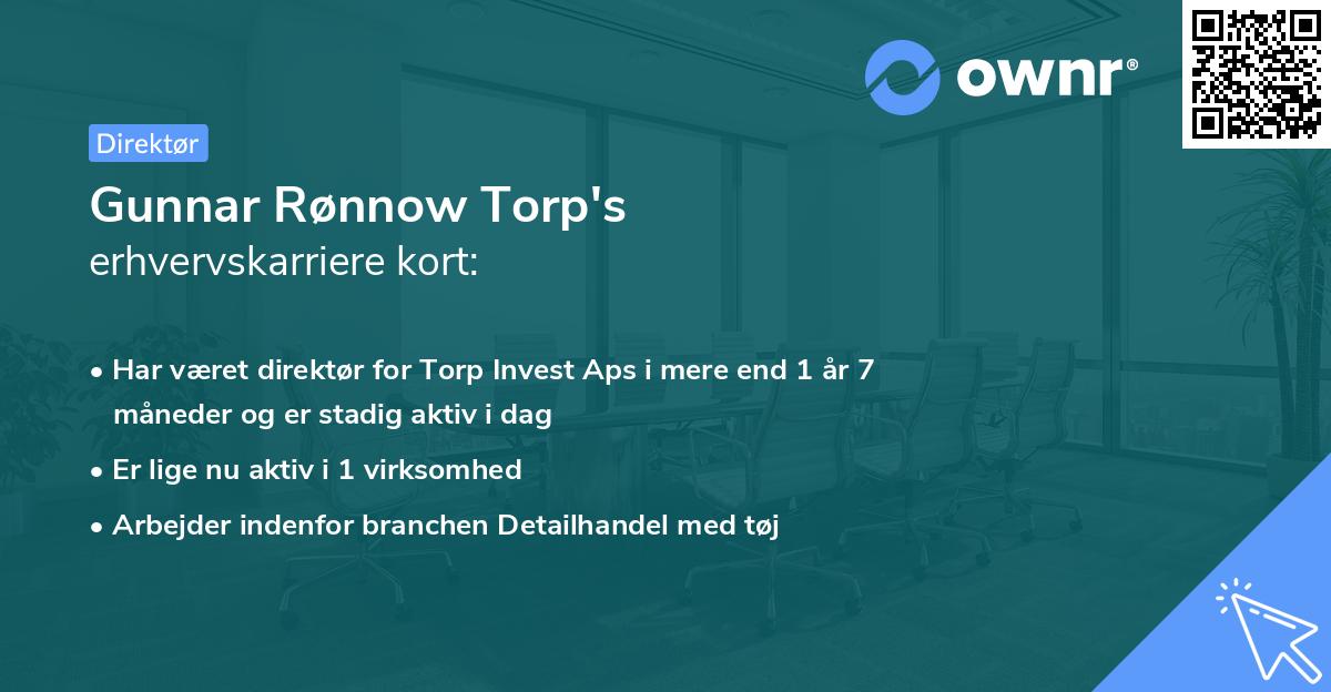 Gunnar Rønnow Torp's erhvervskarriere kort
