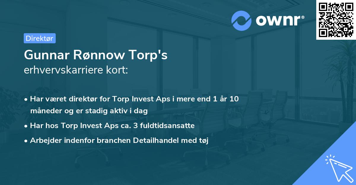 Gunnar Rønnow Torp's erhvervskarriere kort