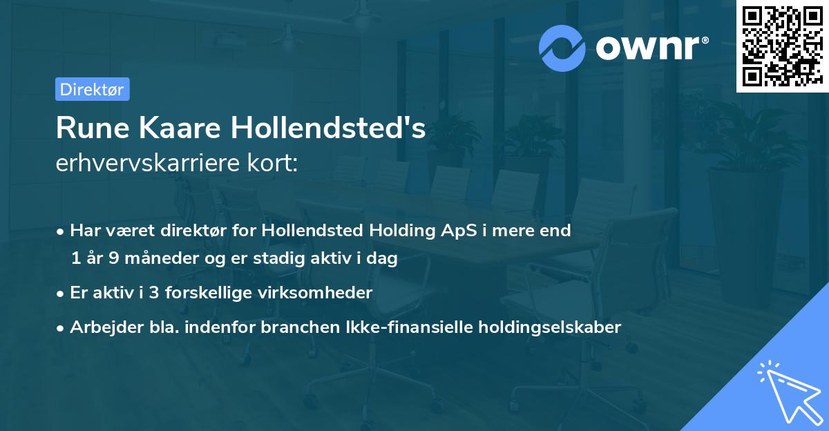 Rune Kaare Hollendsted's erhvervskarriere kort