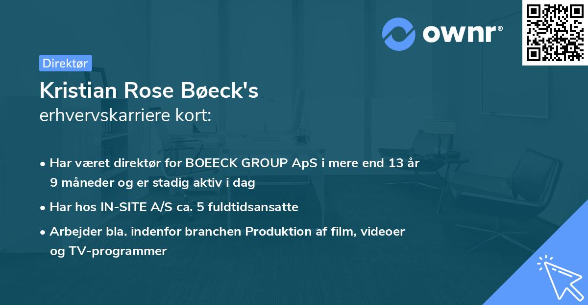 Kristian Rose Bøeck's erhvervskarriere kort