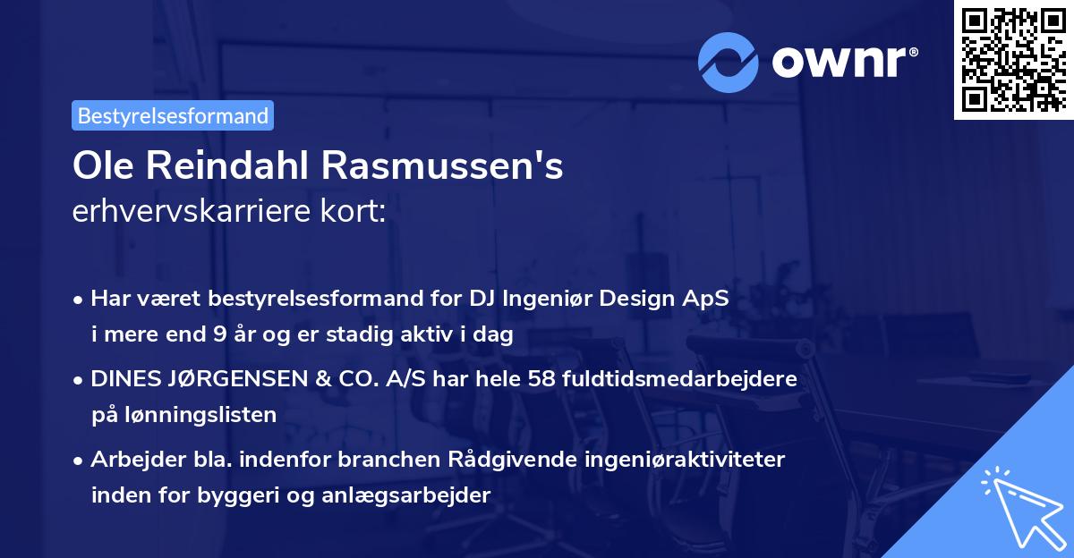 Ole Reindahl Rasmussen's erhvervskarriere kort