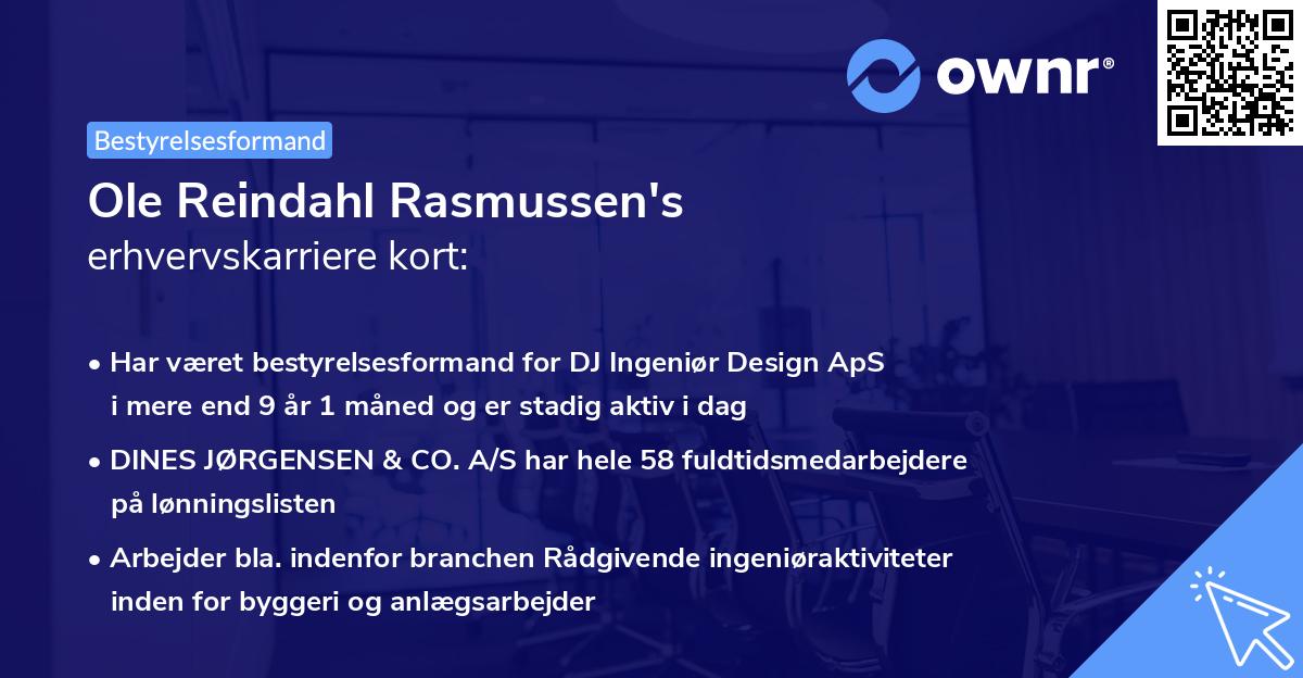 Ole Reindahl Rasmussen's erhvervskarriere kort