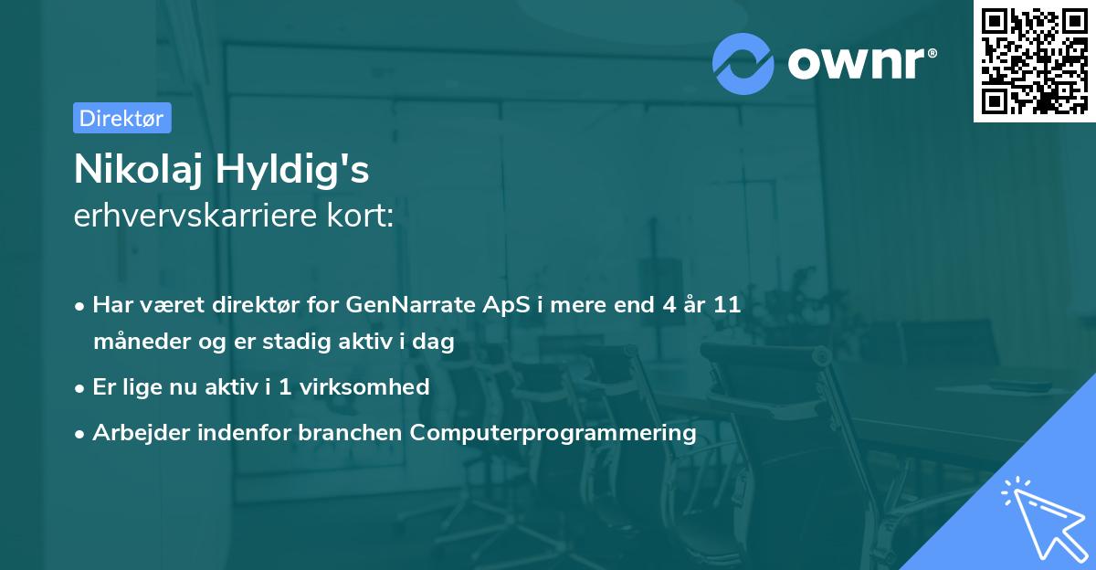 Nikolaj Hyldig's erhvervskarriere kort