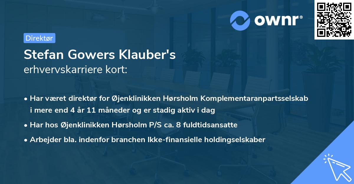 Stefan Gowers Klauber's erhvervskarriere kort