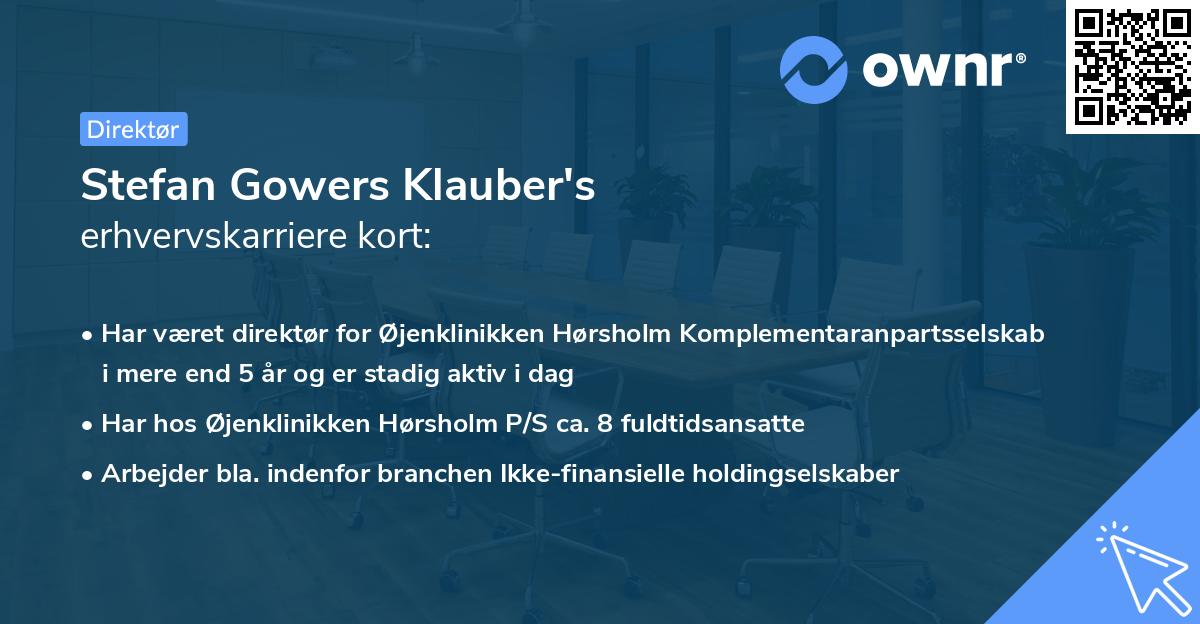 Stefan Gowers Klauber's erhvervskarriere kort