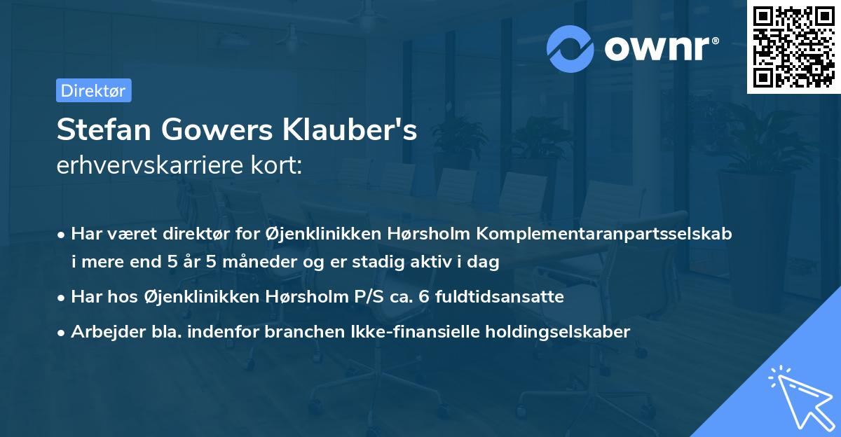 Stefan Gowers Klauber's erhvervskarriere kort