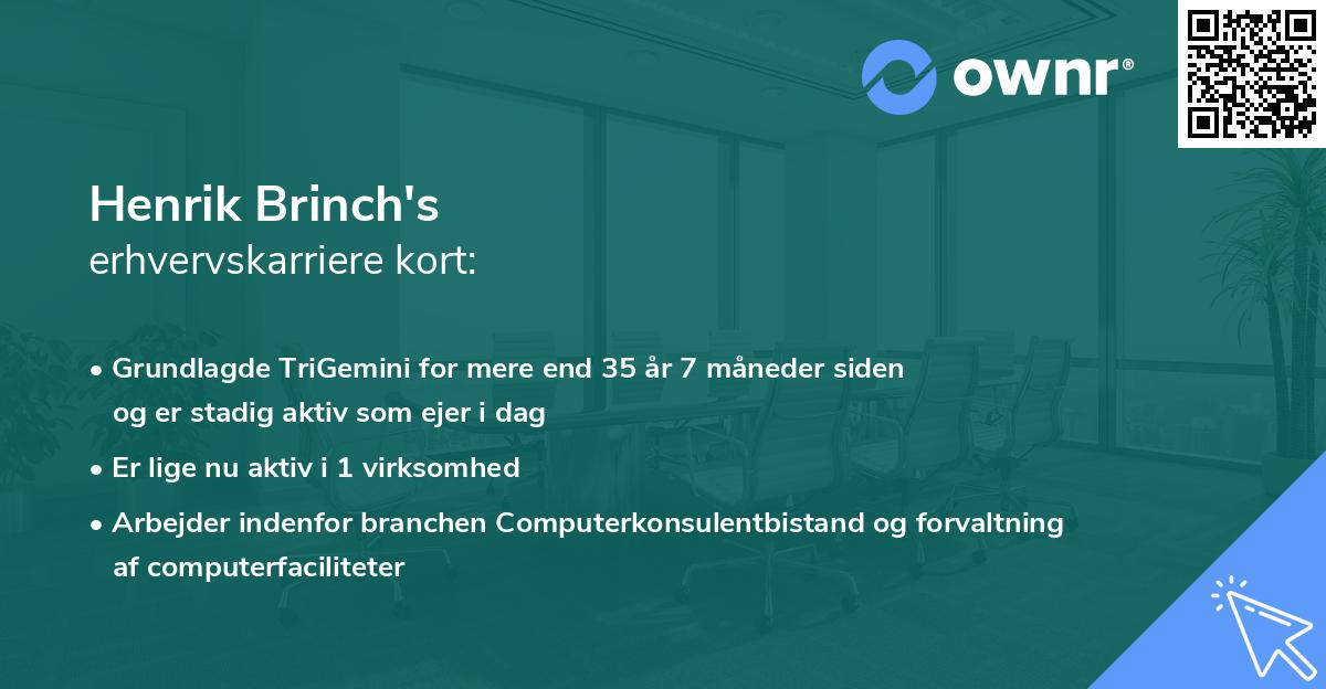 Henrik Brinch's erhvervskarriere kort