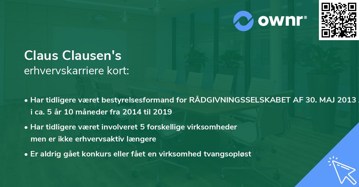 Claus Clausen's erhvervskarriere kort