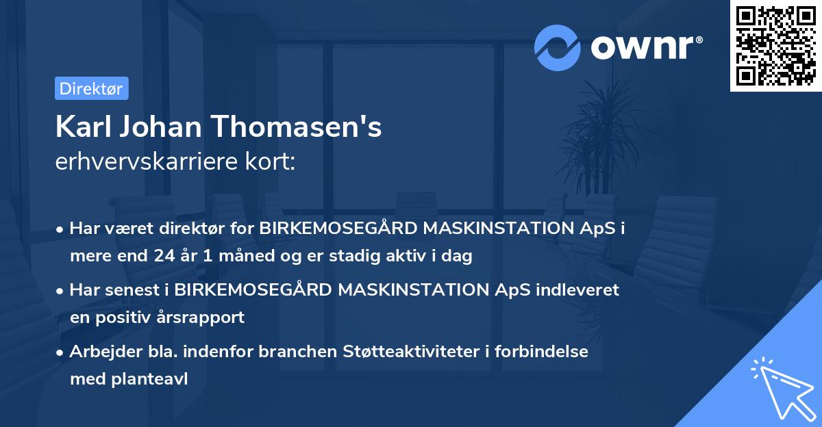 Karl Johan Thomasen's erhvervskarriere kort