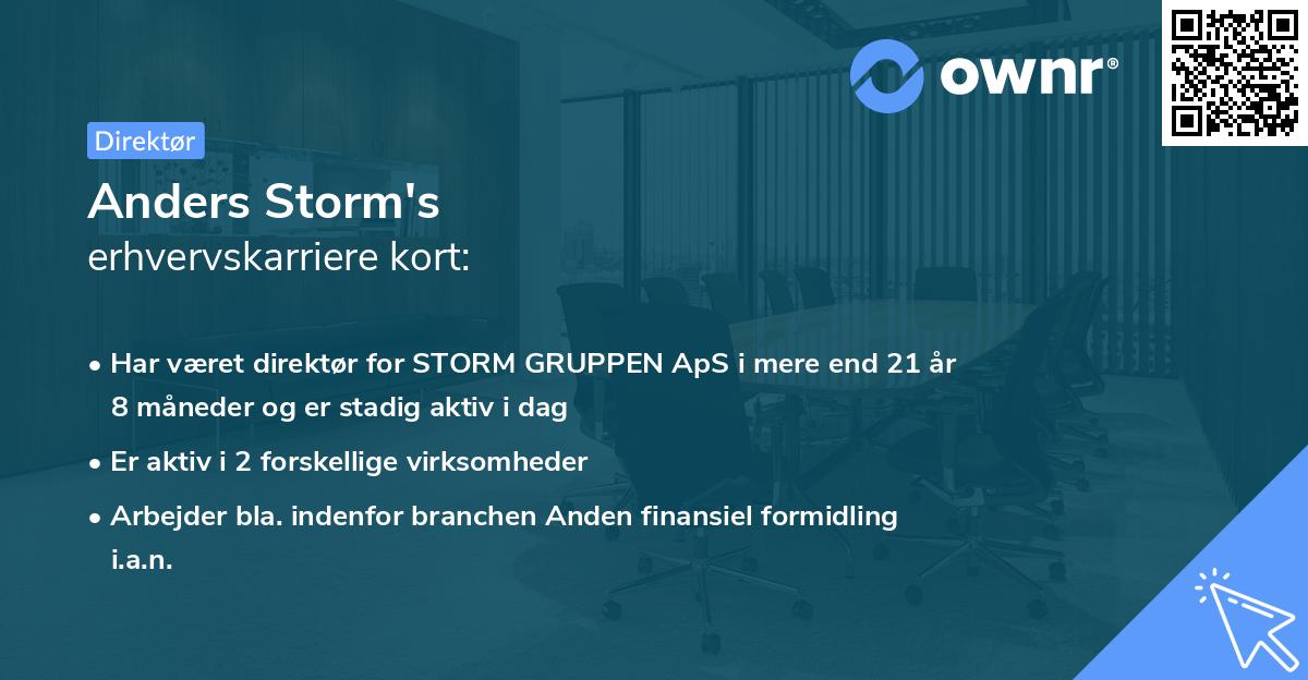Anders Storm's erhvervskarriere kort