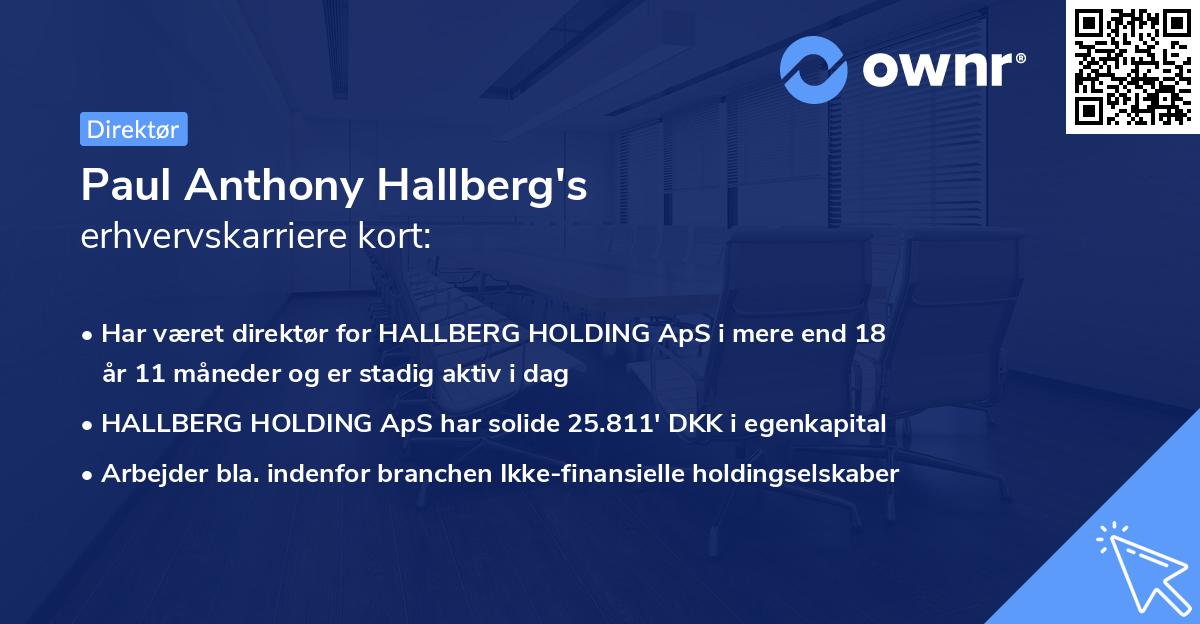 Paul Anthony Hallberg's erhvervskarriere kort
