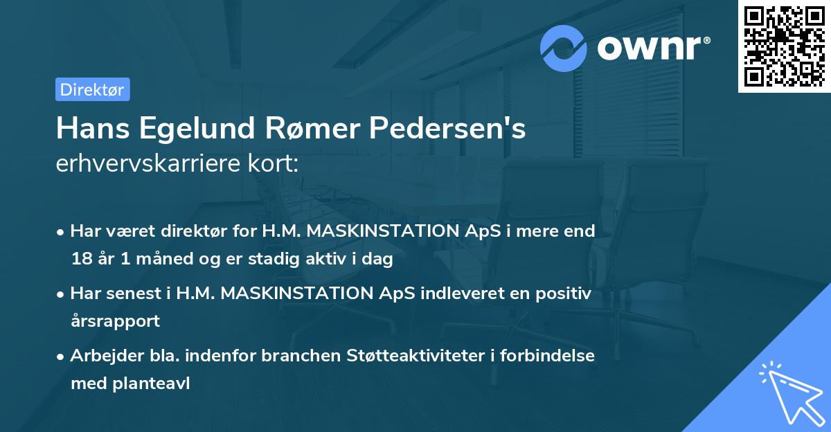 Hans Egelund Rømer Pedersen's erhvervskarriere kort