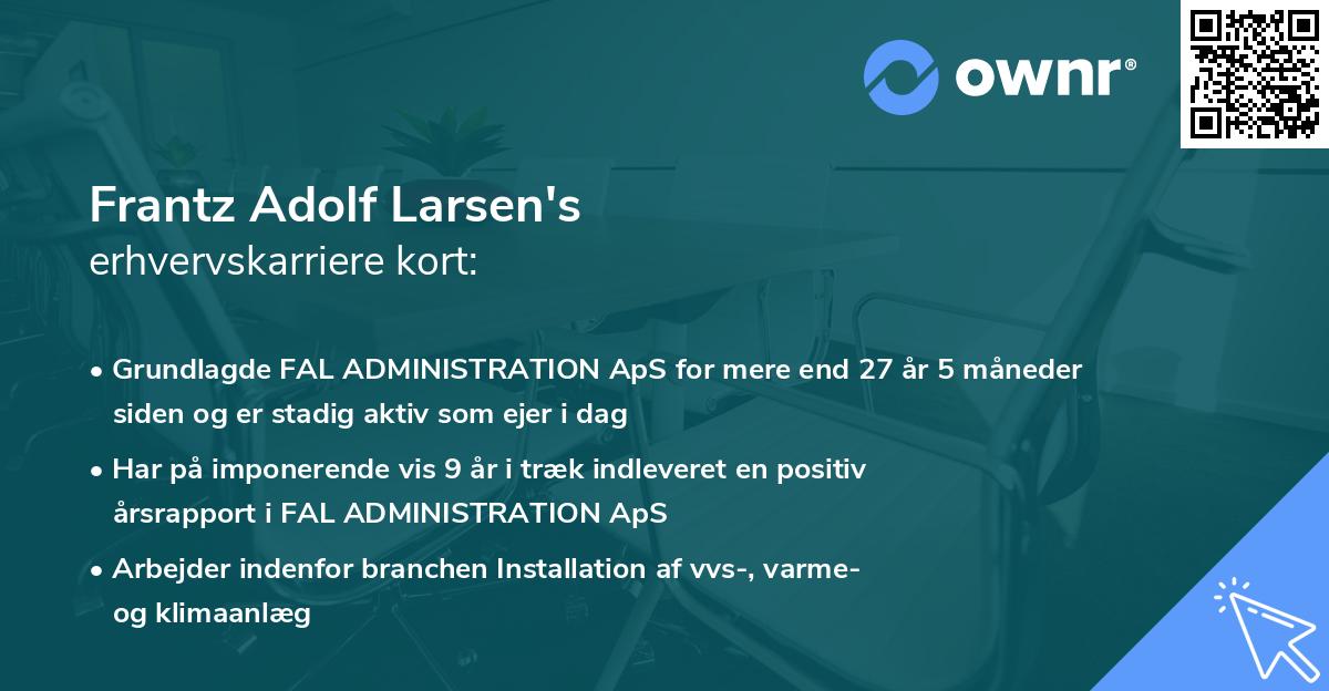 Frantz Adolf Larsen's erhvervskarriere kort