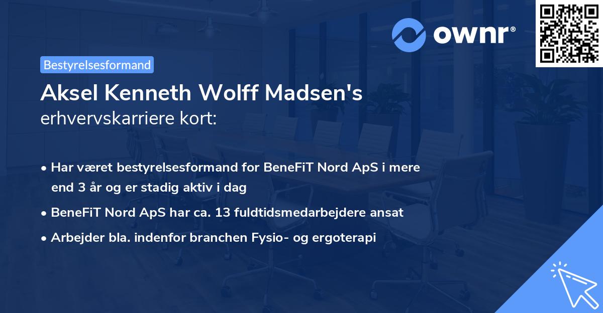 Aksel Kenneth Wolff Madsen's erhvervskarriere kort