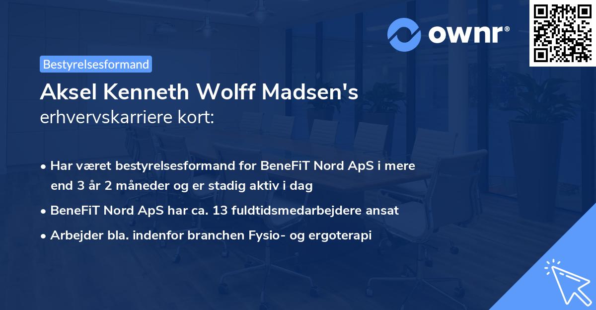 Aksel Kenneth Wolff Madsen's erhvervskarriere kort