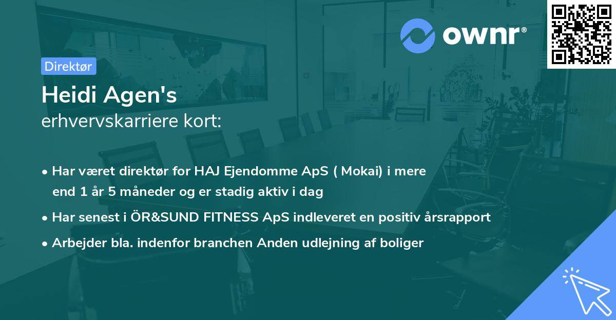 Heidi Agen's erhvervskarriere kort