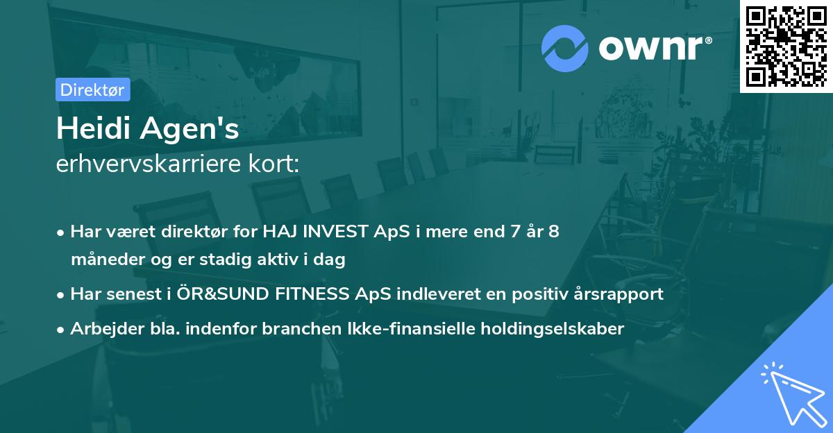 Heidi Agen's erhvervskarriere kort