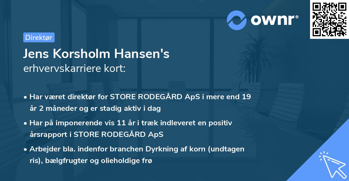 Jens Korsholm Hansen's erhvervskarriere kort