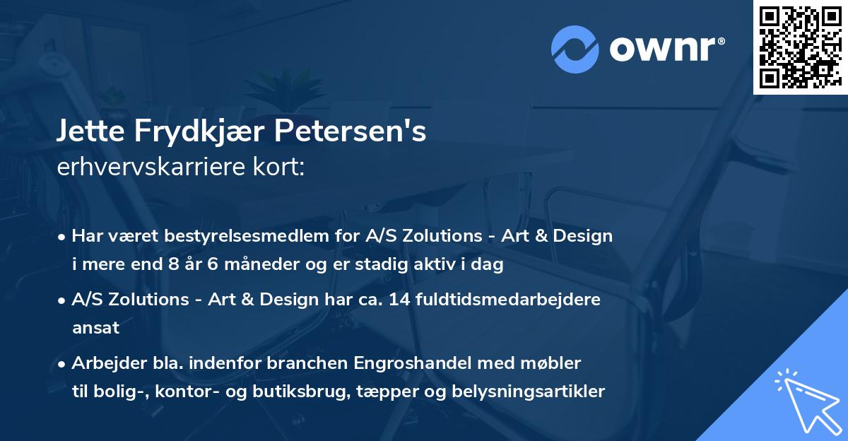 Jette Frydkjær Petersen's erhvervskarriere kort