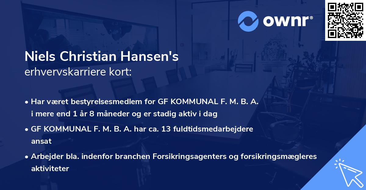 Niels Christian Hansen's erhvervskarriere kort