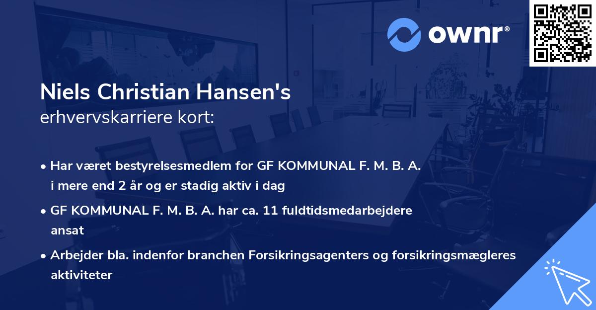 Niels Christian Hansen's erhvervskarriere kort