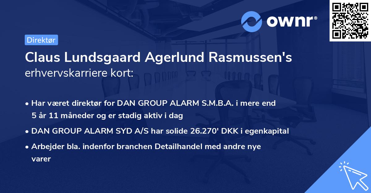 Claus Lundsgaard Agerlund Rasmussen's erhvervskarriere kort