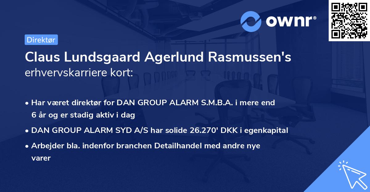 Claus Lundsgaard Agerlund Rasmussen's erhvervskarriere kort