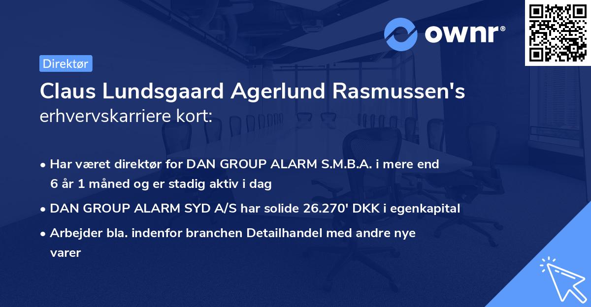 Claus Lundsgaard Agerlund Rasmussen's erhvervskarriere kort