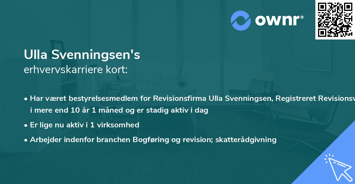 Ulla Svenningsen's erhvervskarriere kort