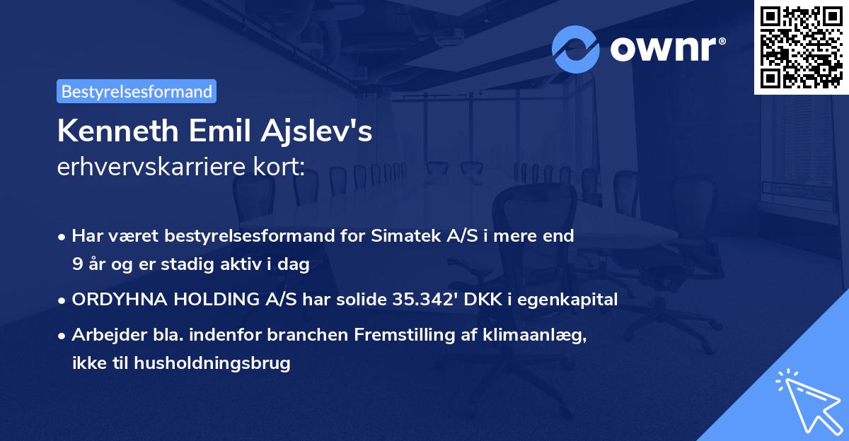 Kenneth Emil Ajslev's erhvervskarriere kort