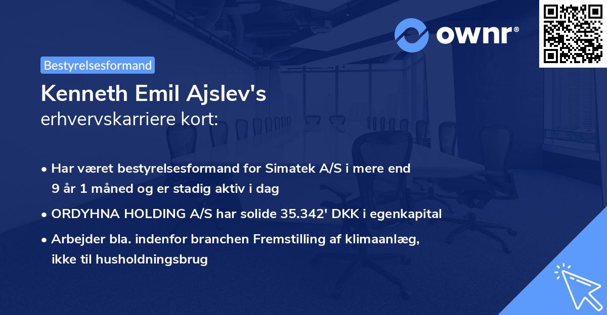 Kenneth Emil Ajslev's erhvervskarriere kort