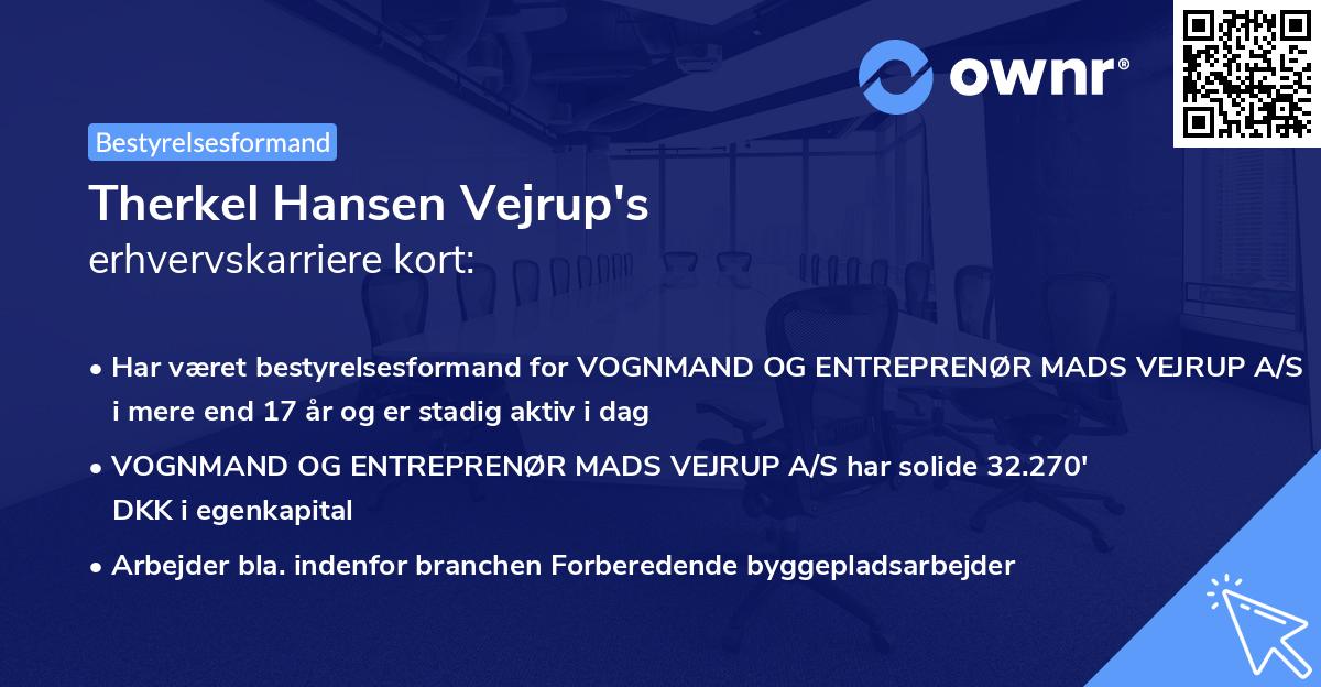 Therkel Hansen Vejrup's erhvervskarriere kort