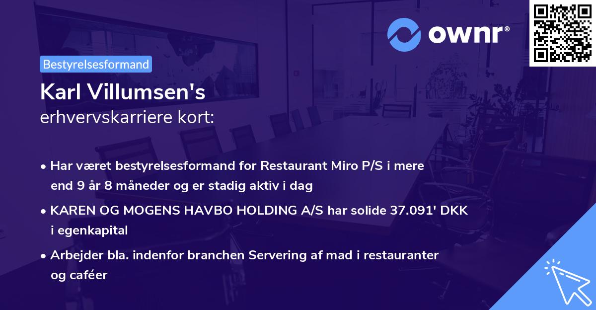 Karl Villumsen's erhvervskarriere kort