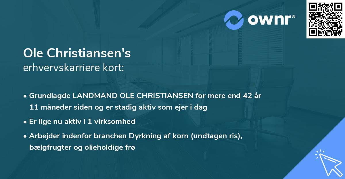 Ole Christiansen's erhvervskarriere kort
