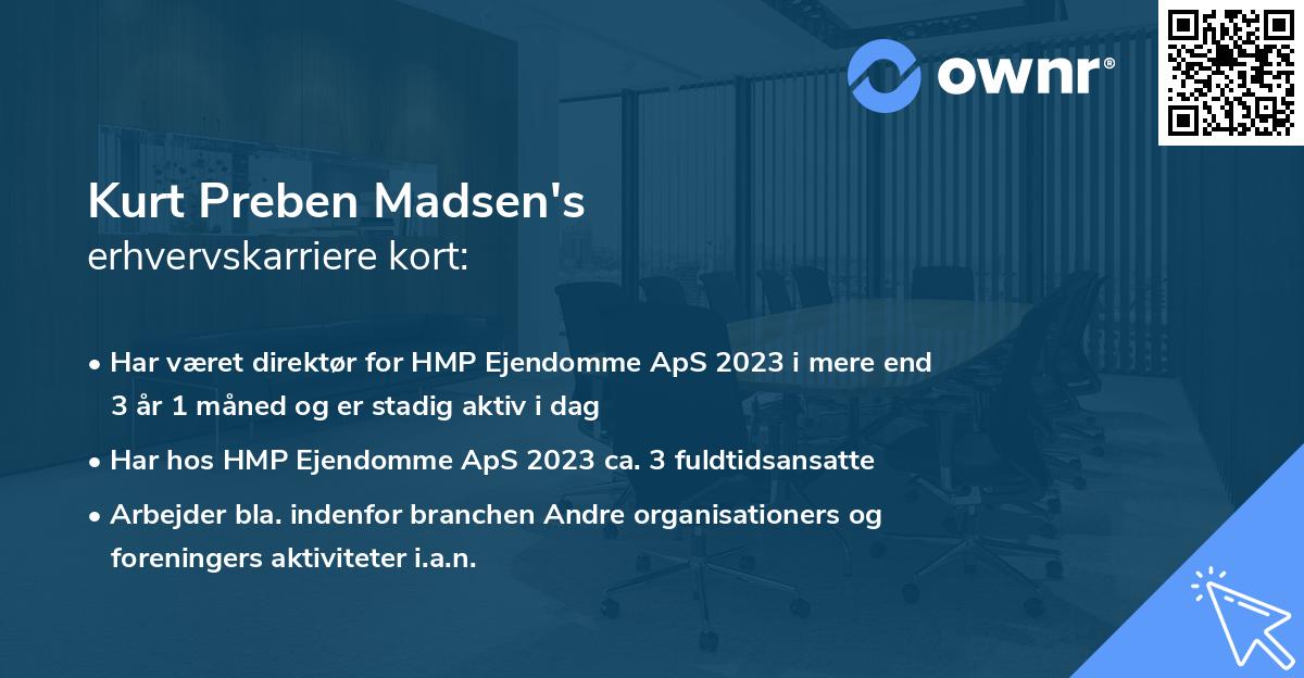Kurt Preben Madsen's erhvervskarriere kort