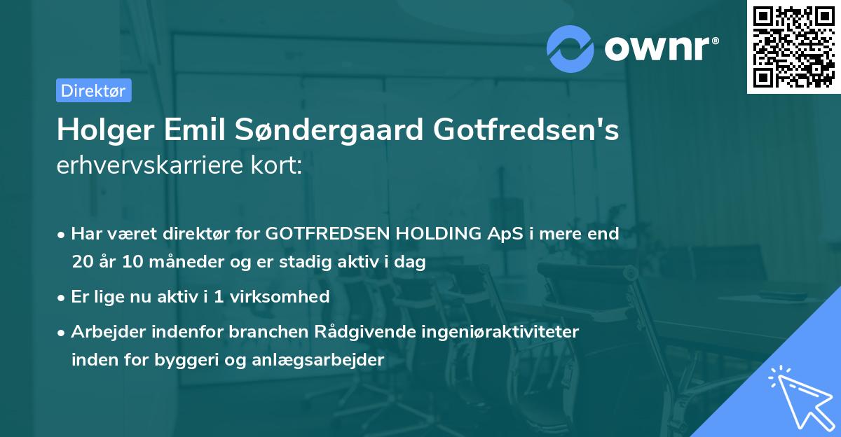 Holger Emil Søndergaard Gotfredsen's erhvervskarriere kort