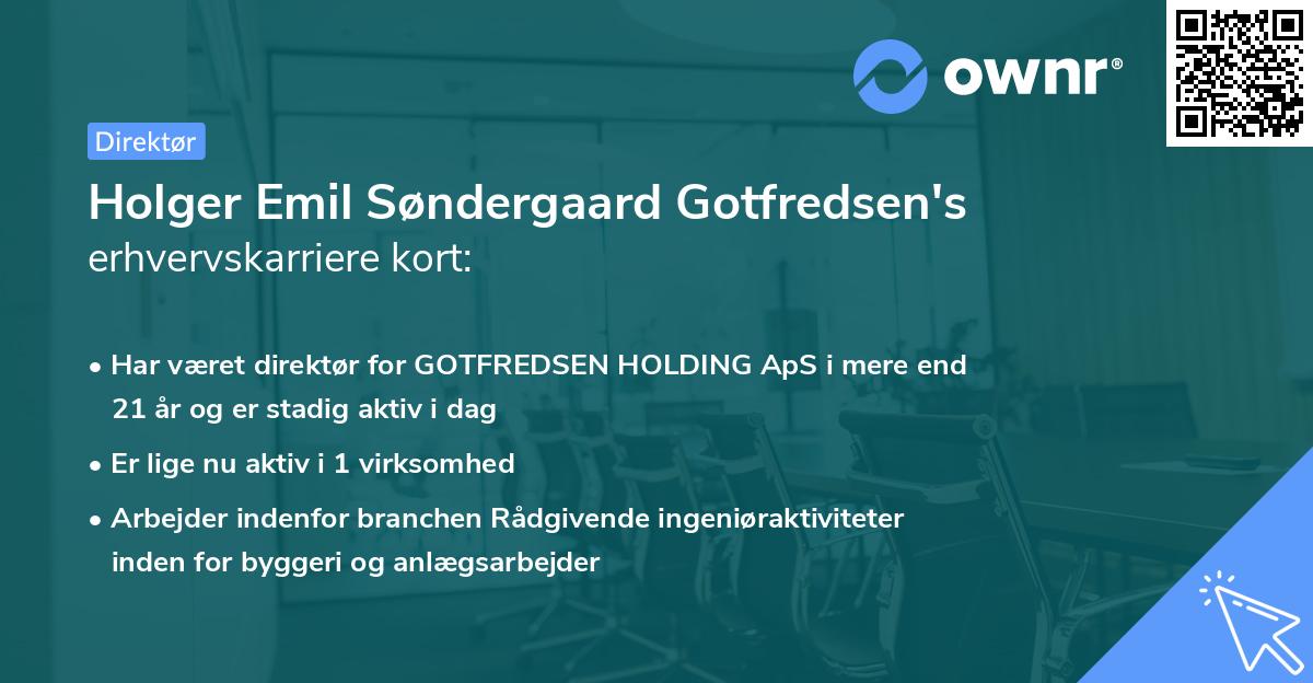 Holger Emil Søndergaard Gotfredsen's erhvervskarriere kort