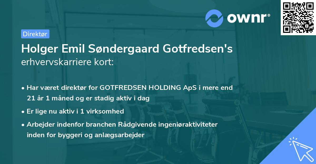 Holger Emil Søndergaard Gotfredsen's erhvervskarriere kort