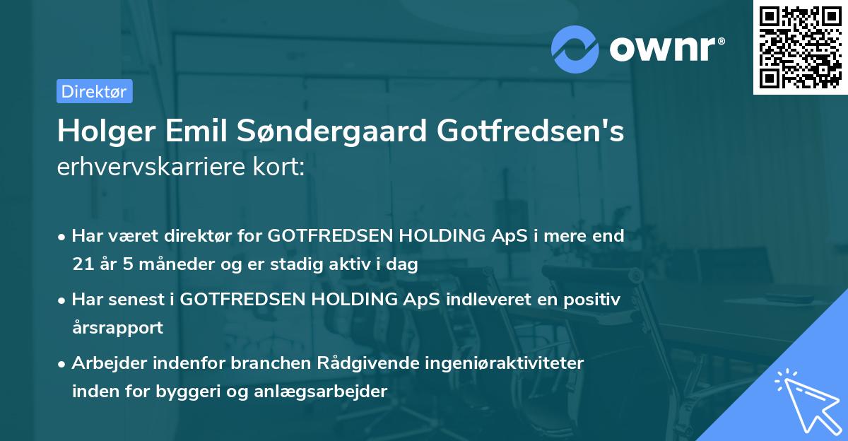 Holger Emil Søndergaard Gotfredsen's erhvervskarriere kort