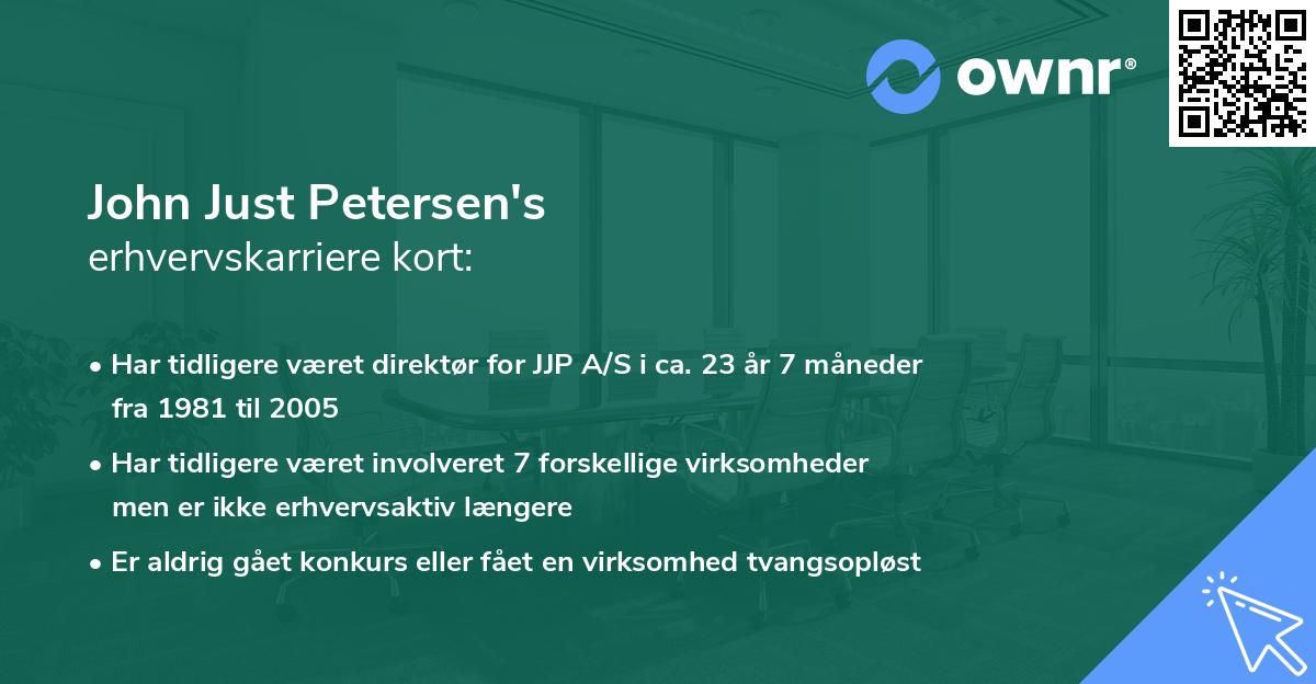 John Just Petersen's erhvervskarriere kort
