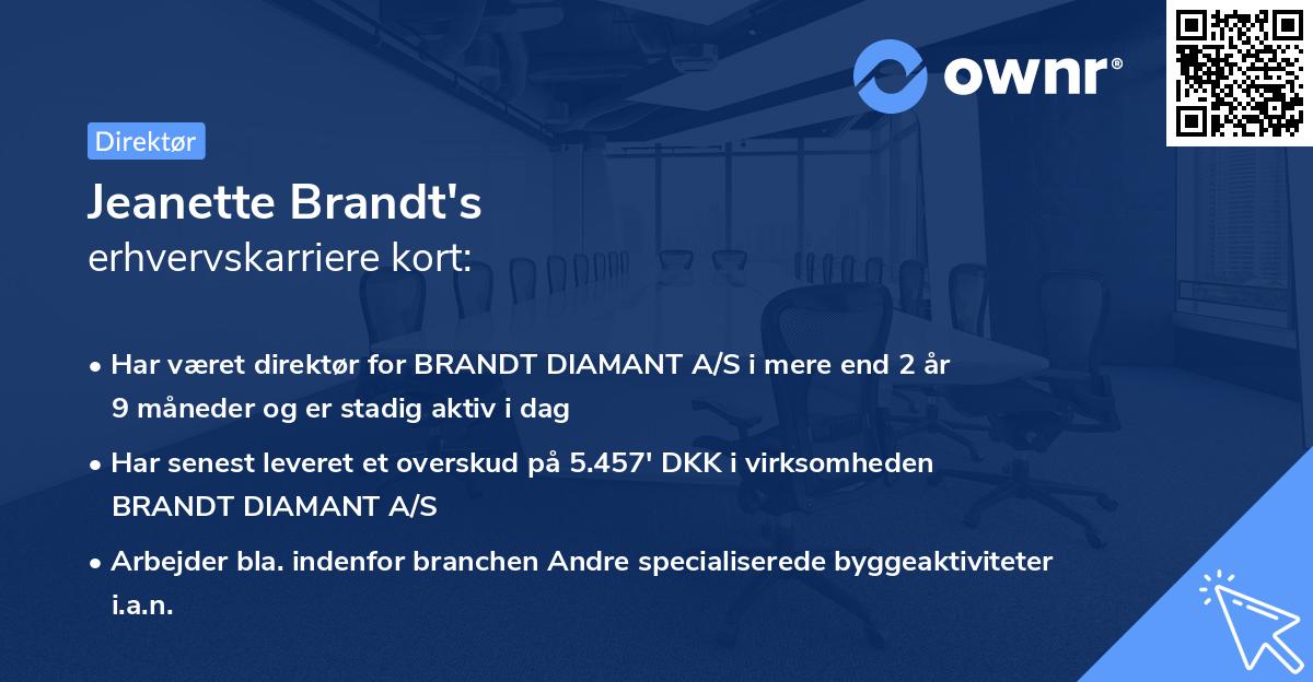 Jeanette Brandt's erhvervskarriere kort