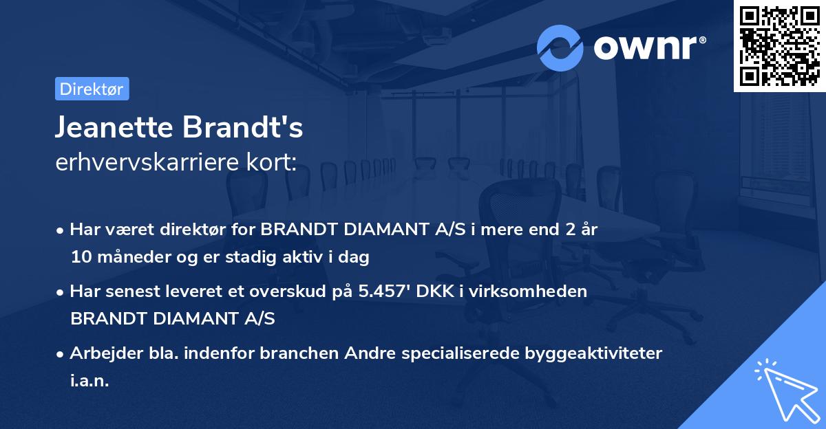 Jeanette Brandt's erhvervskarriere kort