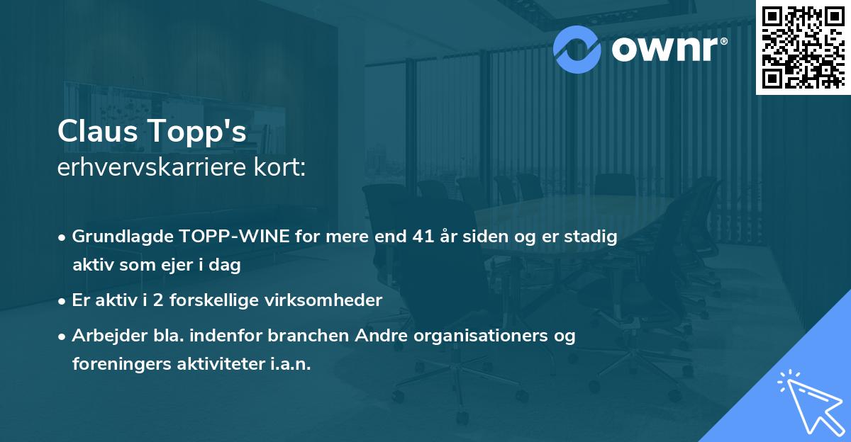 Claus Topp's erhvervskarriere kort