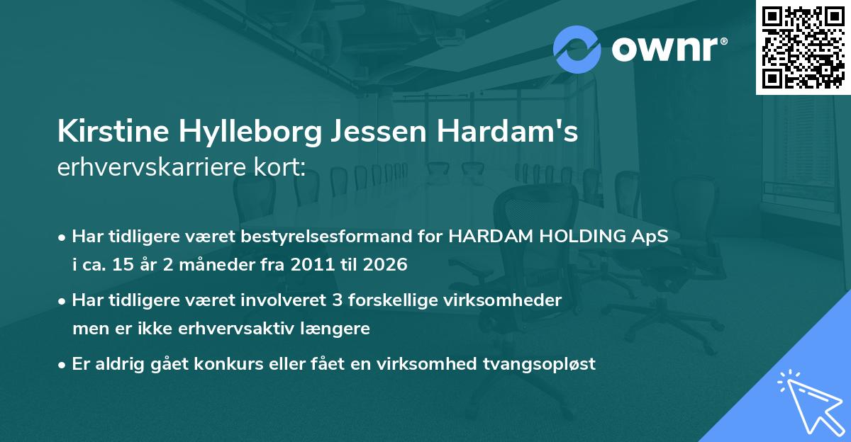 Kirstine Hylleborg Jessen Hardam's erhvervskarriere kort