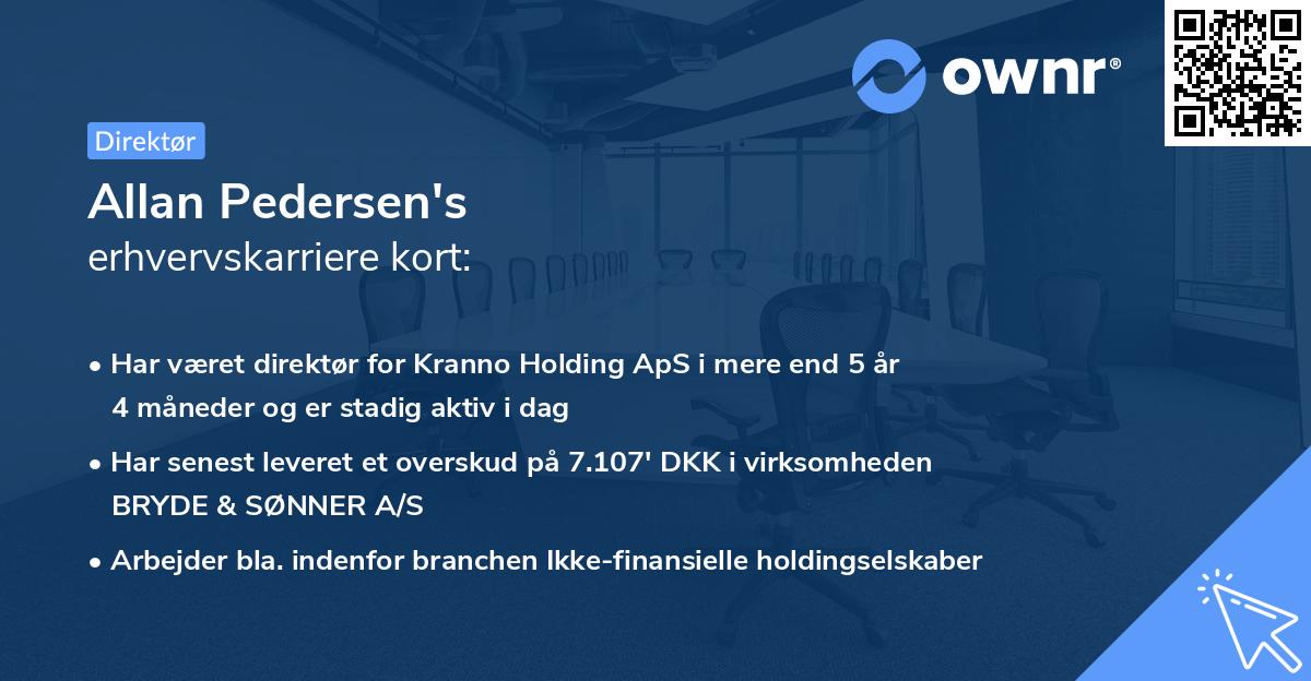 Allan Pedersen's erhvervskarriere kort