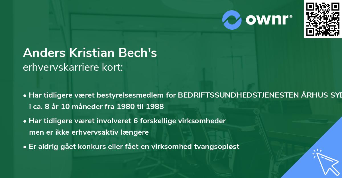 Anders Kristian Bech's erhvervskarriere kort