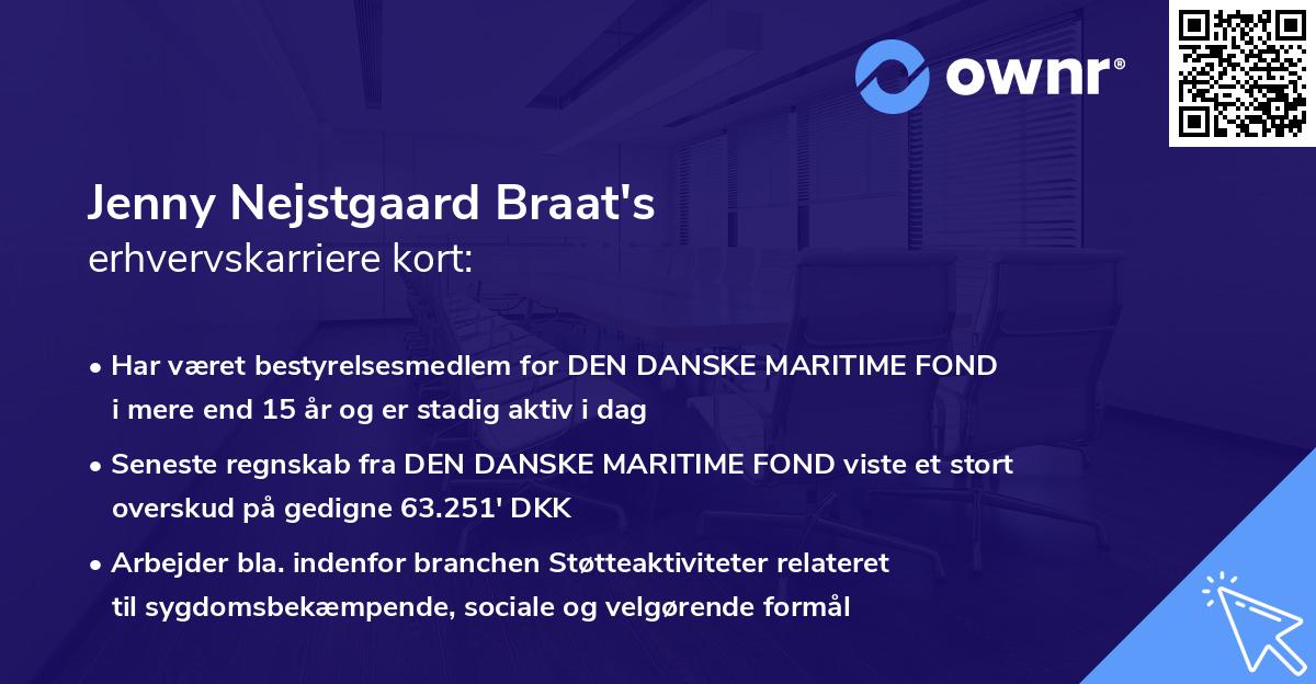 Jenny Nejstgaard Braat's erhvervskarriere kort