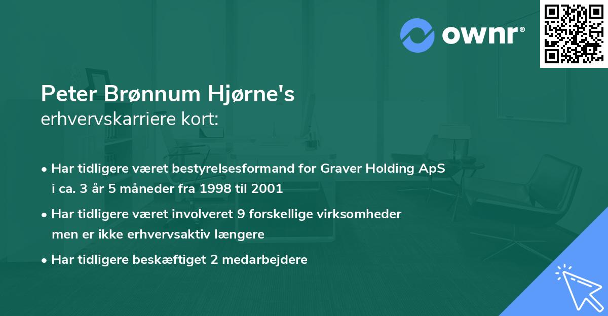 Peter Brønnum Hjørne's erhvervskarriere kort