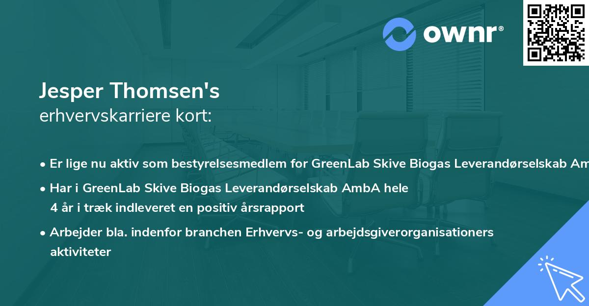 Jesper Thomsen's erhvervskarriere kort