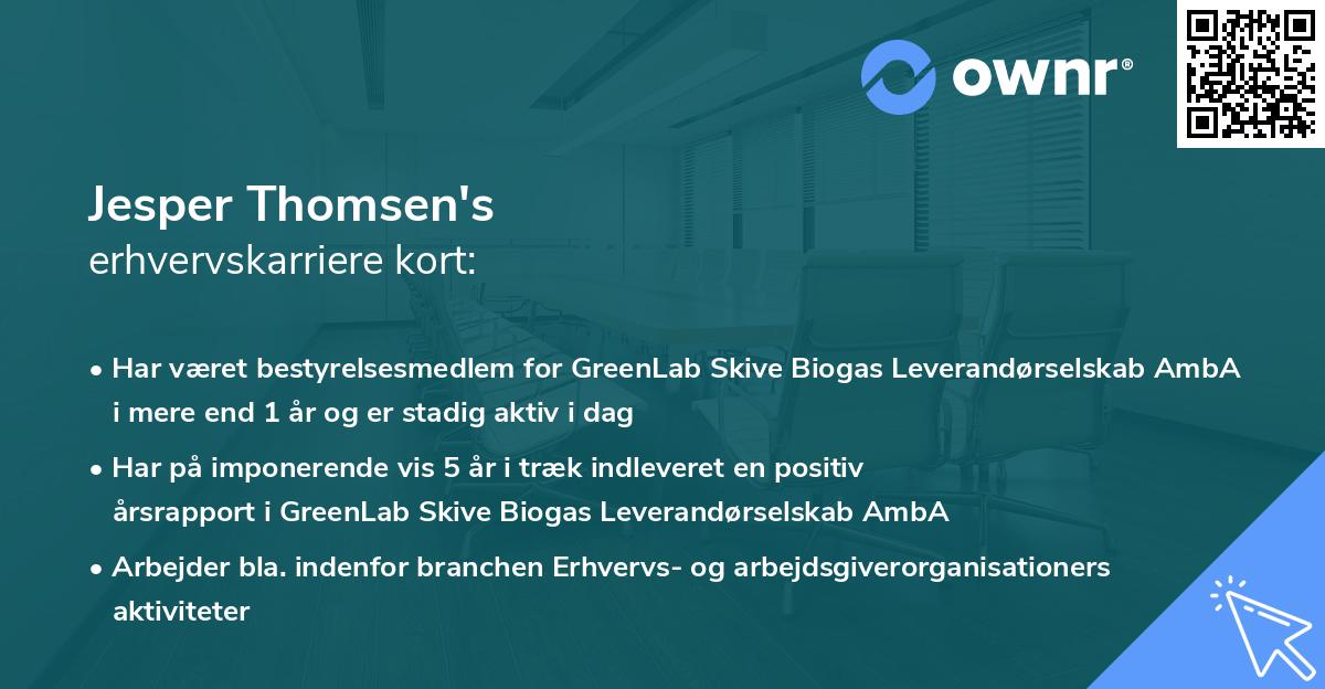 Jesper Thomsen's erhvervskarriere kort